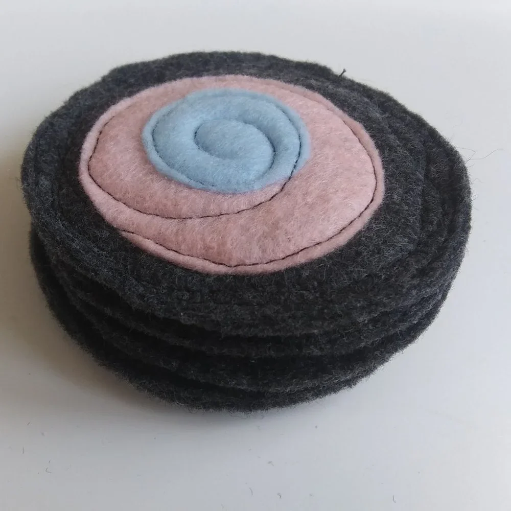 Handcrafted | Freeform Stitched Felt Coaster Set#8